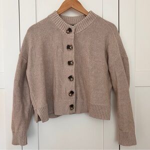 Quince 100% Organic Cotton Cropped Cardigan Women’s Size Small Beige
